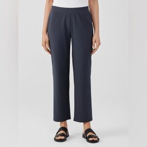 Eileen Fisher Black Straight Leg Pants Elastic Waist
